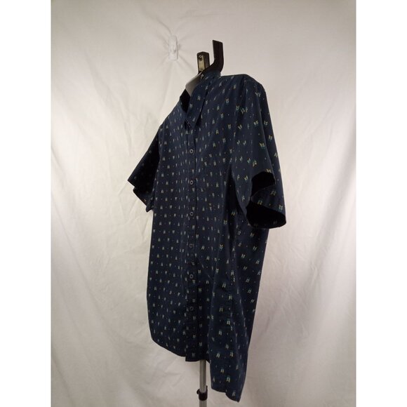 MBX Premium Goods Blue Yellow Arrow Print Casual Button-Down Short Sleeved Shirt - Picture 2 of 8